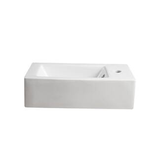 Elanti Wall-Mounted Left-Facing Rectangle Bathroom Sink in White EC9899-L