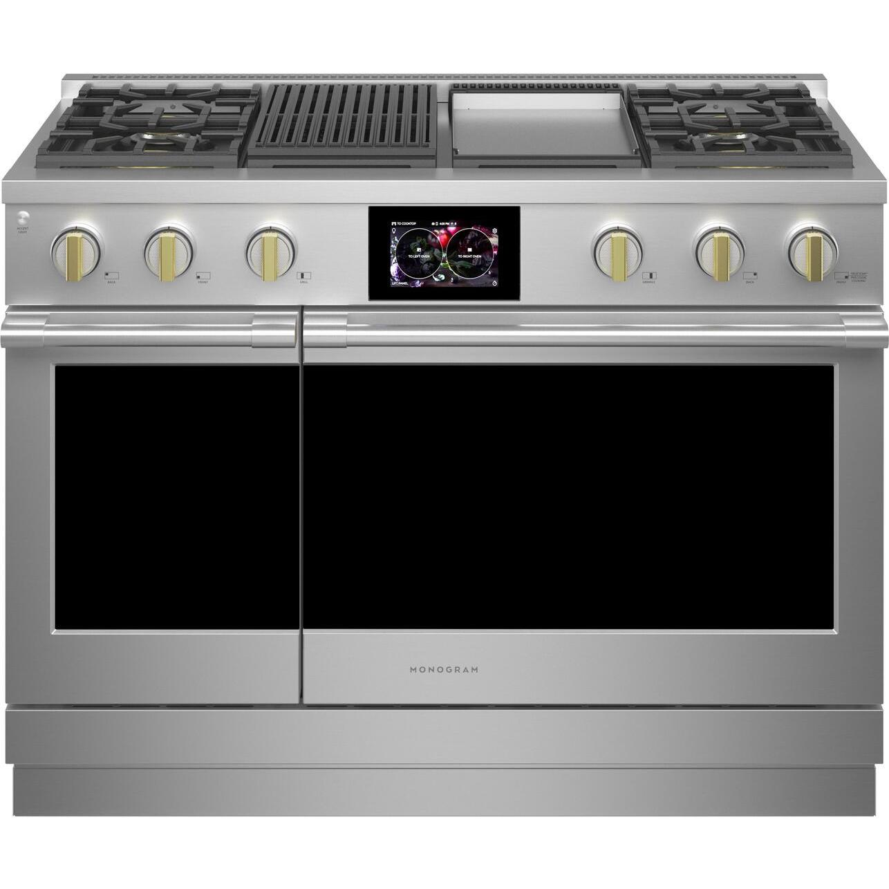 Monogram 48-inch Freestanding Dual-Fuel Range with True European Convection Technology ZDP484NGTSS