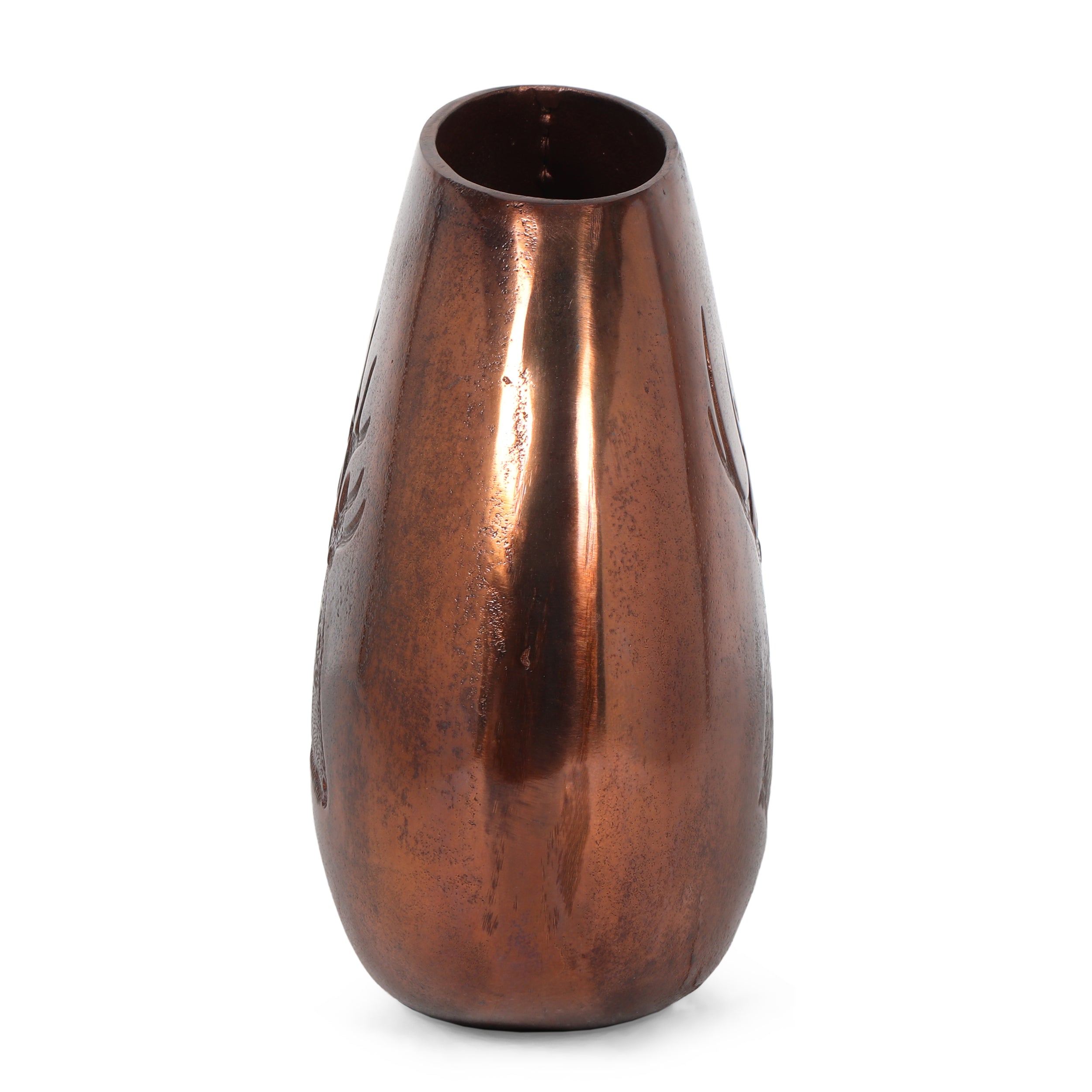 Jolson Handmade Aluminum Flat Vase, Burnt Copper