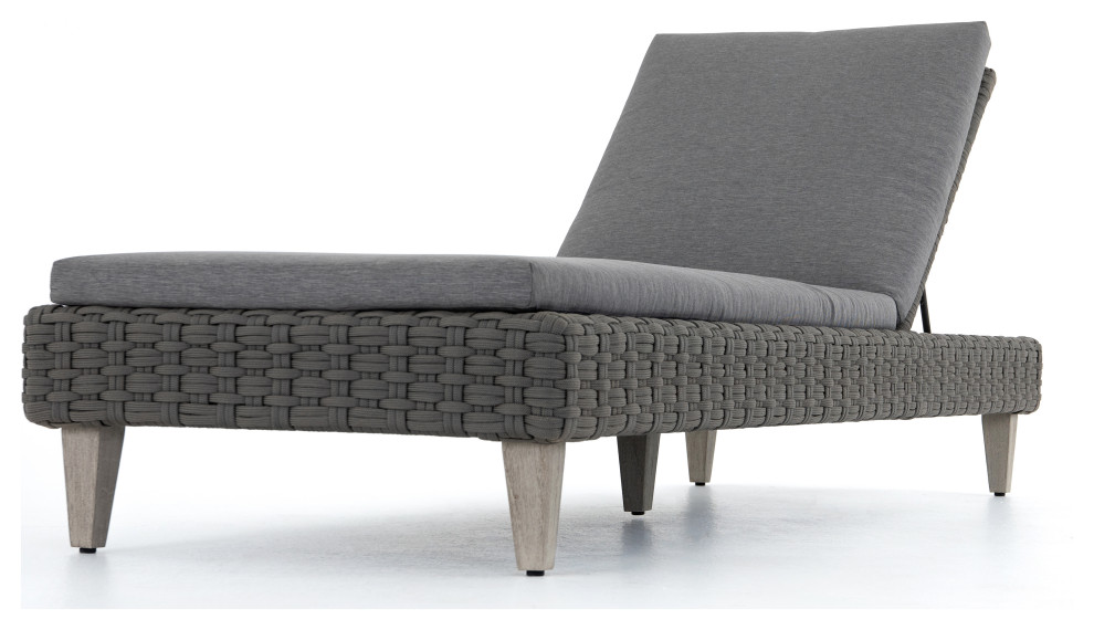 Remi Outdoor Chaise Lounge  Charcoal   Tropical   Outdoor Chaise Lounges   by Four Hands  Houzz