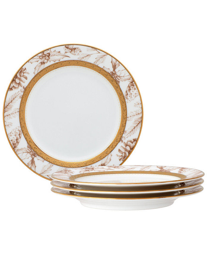 Noritake Charlotta Gold Set of 4 Holiday Harvest Appetizer Plates 6-1 4