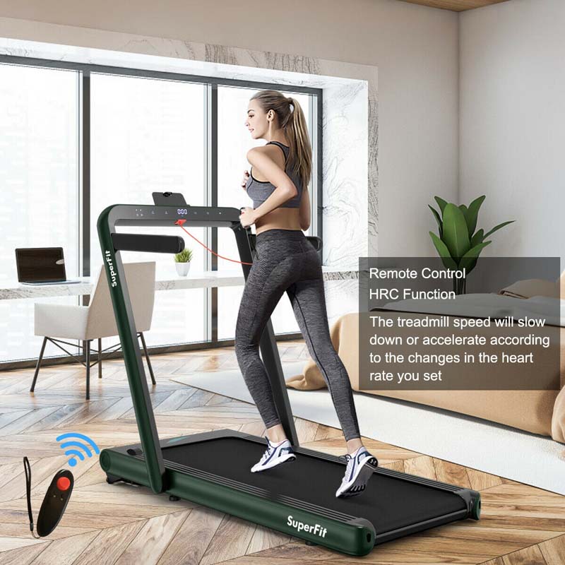 2 in 1 4.75HP Folding Treadmill, Under Desk Electric Treadmill, Portable Running Machine with APP Control, LED Touch Screen, Bluetooth Speaker