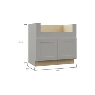 Hampton Bay Shaker Dove Gray Stock Assembled Farmhouse Apron-Front Sink Base Kitchen Cabinet (36 in. x 34.5 in. x 24 in.) KSBD36-SDV