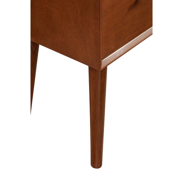 End Table with 1 Drawer and Angled Legs， Brown