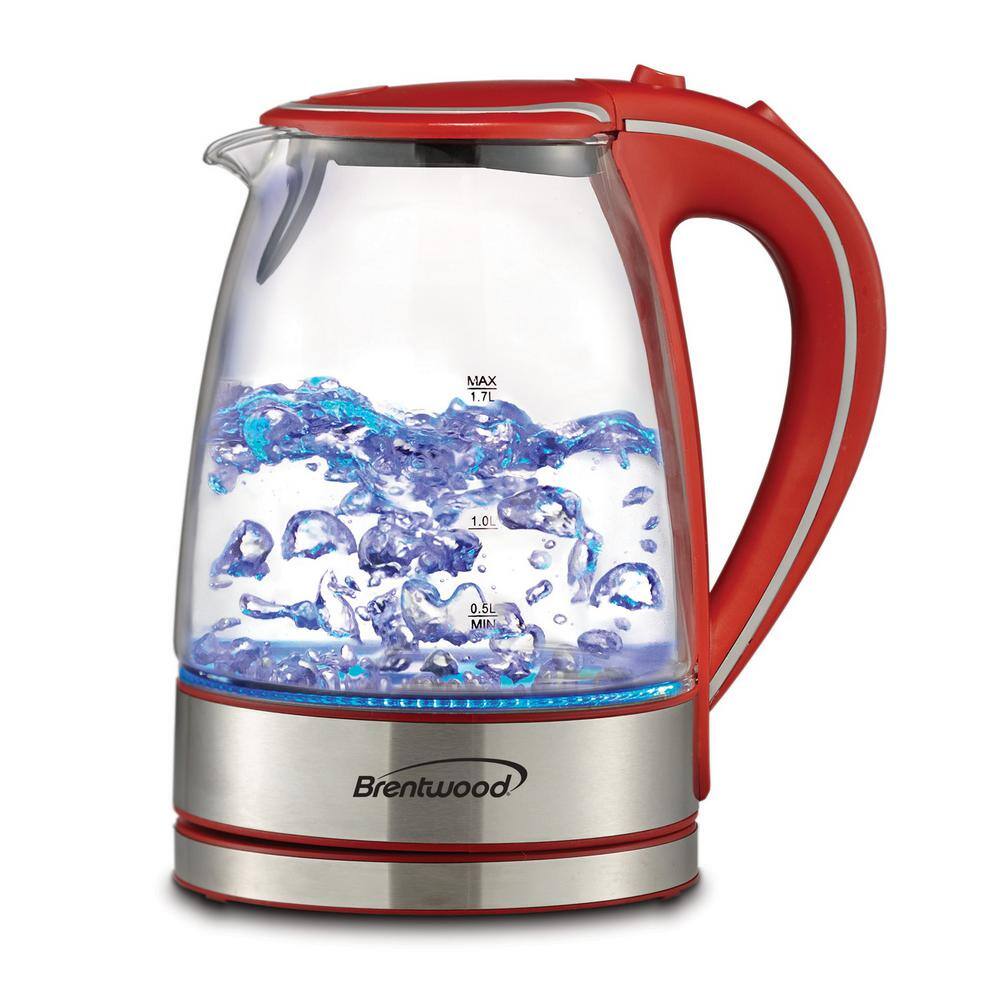 Brentwood Appliances 7-Cup Red Cordless Tempered-Glass Electric Kettle KT-1900R