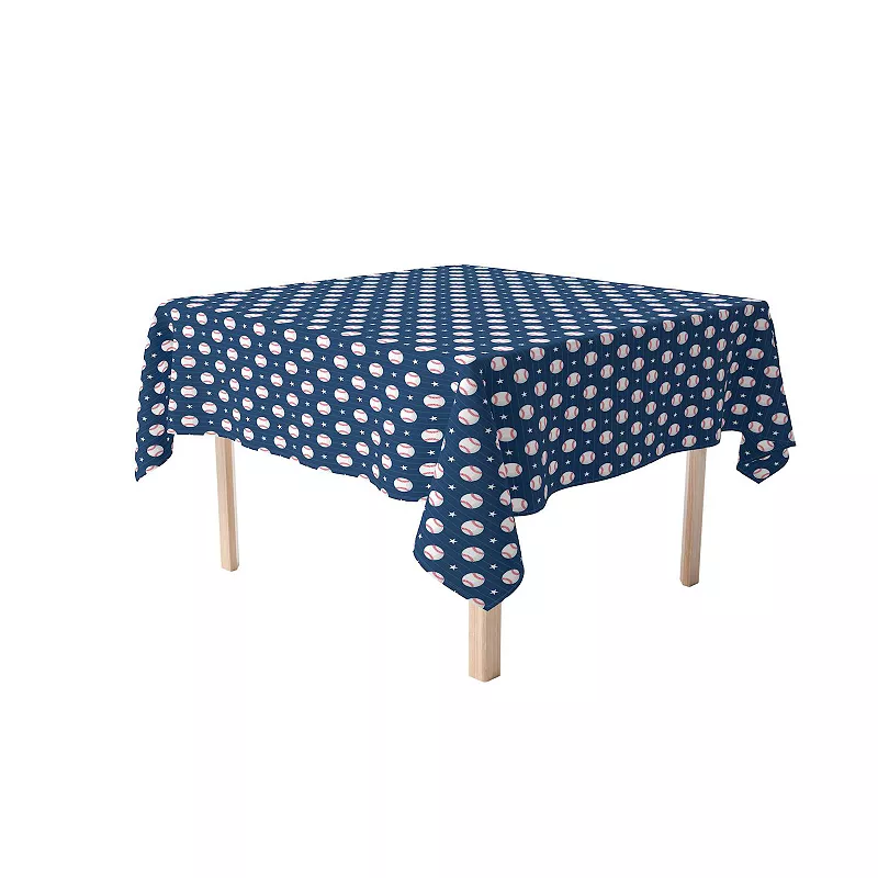 Square Tablecloth， 100% Cotton， 52x52， Baseball Stripe