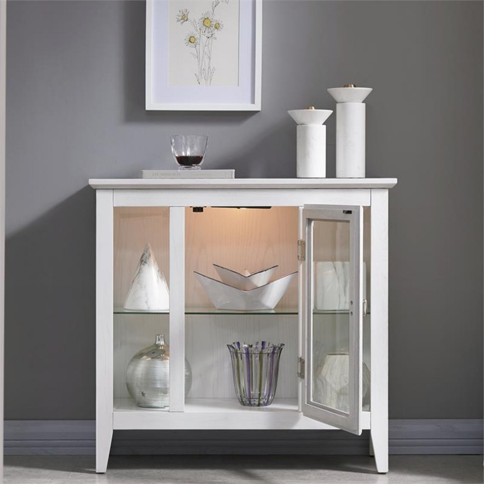 Leick Home Favorite Finds Entryway Wood Curio Cabinet in Weathered White   Farmhouse   Accent Chests And Cabinets   by Homesquare  Houzz