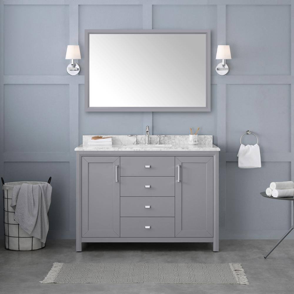 Home Decorators Collection Rockleigh 46 in. W x 30 in. H Framed Rectangular Bathroom Vanity Mirror in Pebble Gray Rockleigh MR-PG