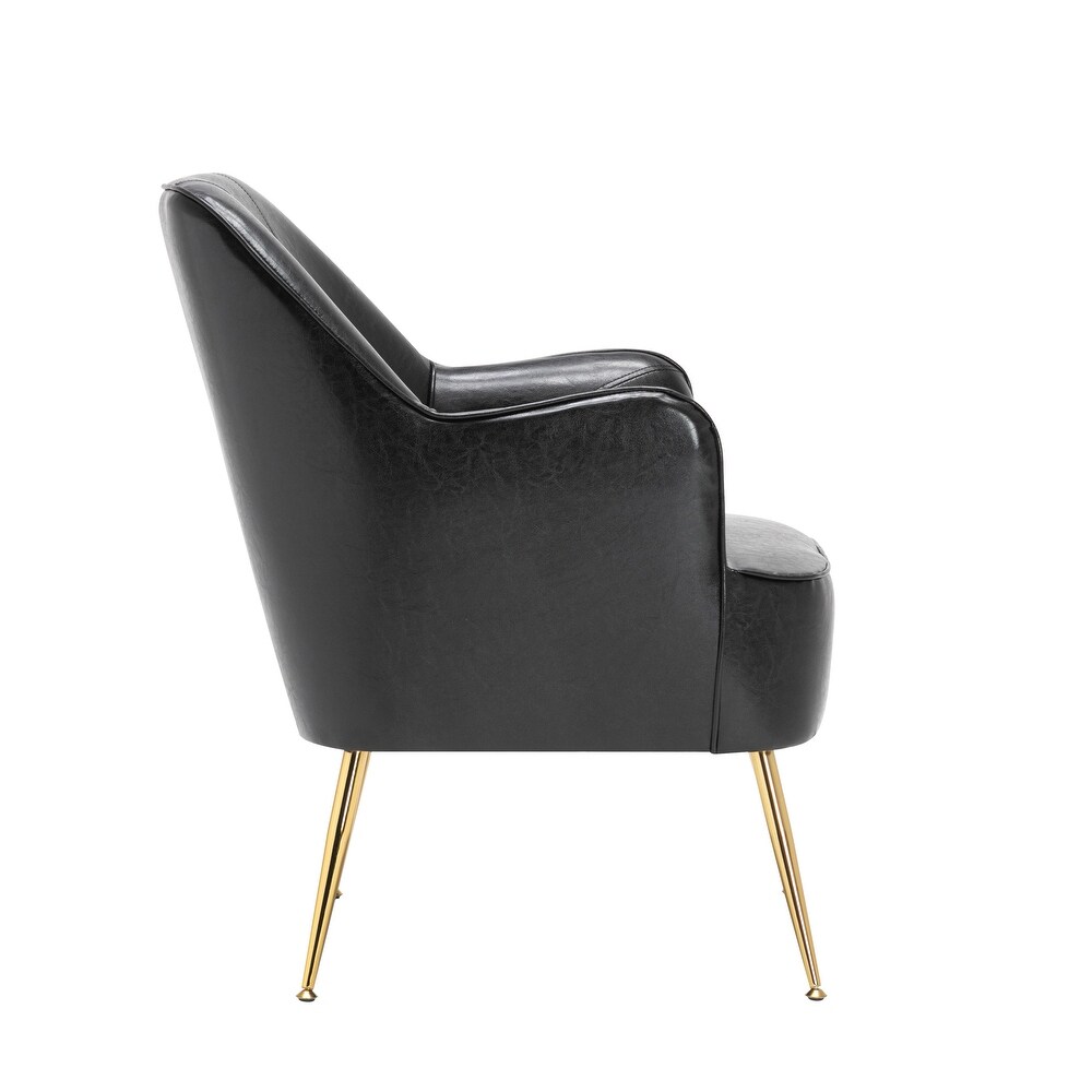 Porthos Home Dayo Accent Chair  PU Leather Upholstery  Gold Legs