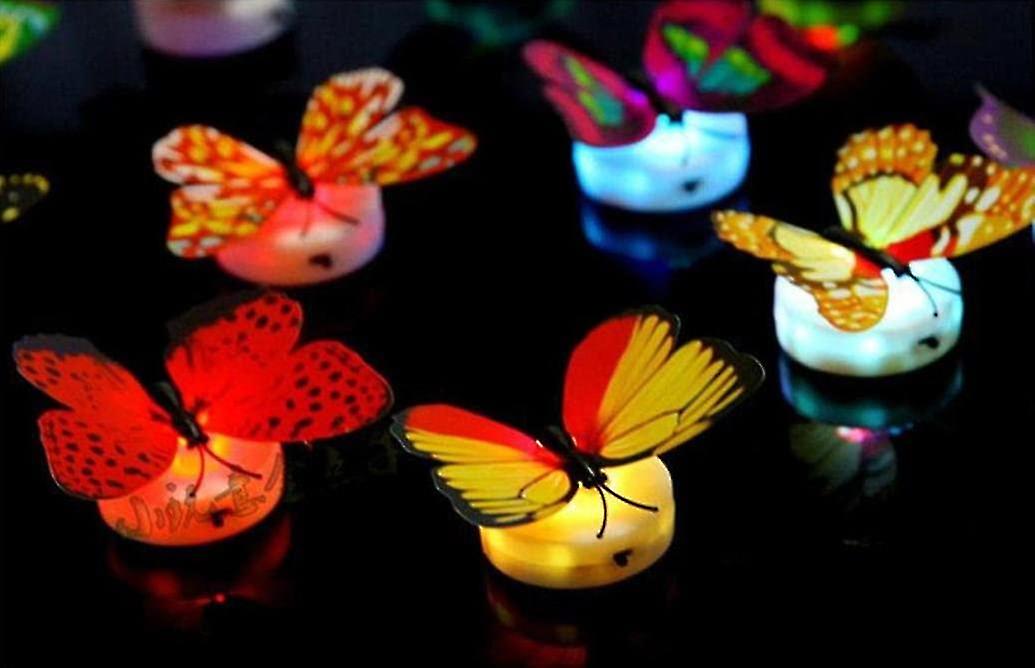 10pcs， 3d Flashing Butterfly Wall Stickers， Led Night Light Sticker