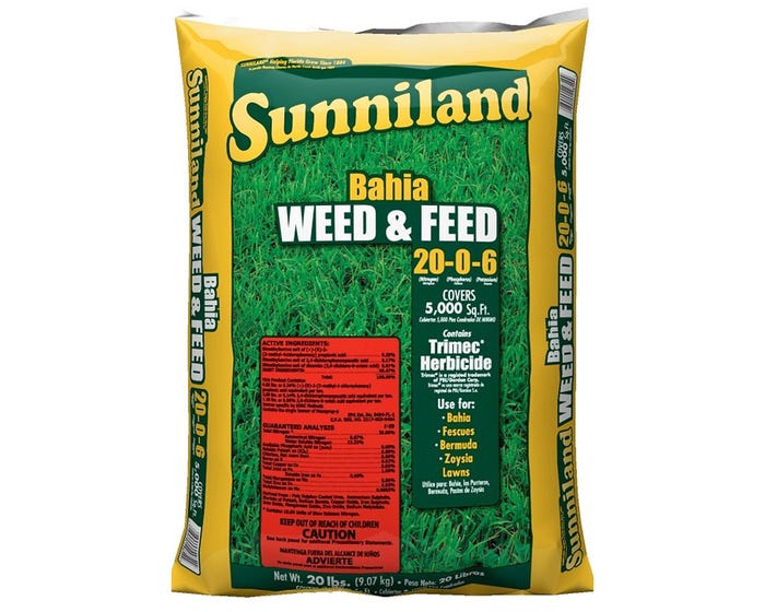 Sunniland Bahia 20-0-6 Weed  Feed， 20lbs - 129820