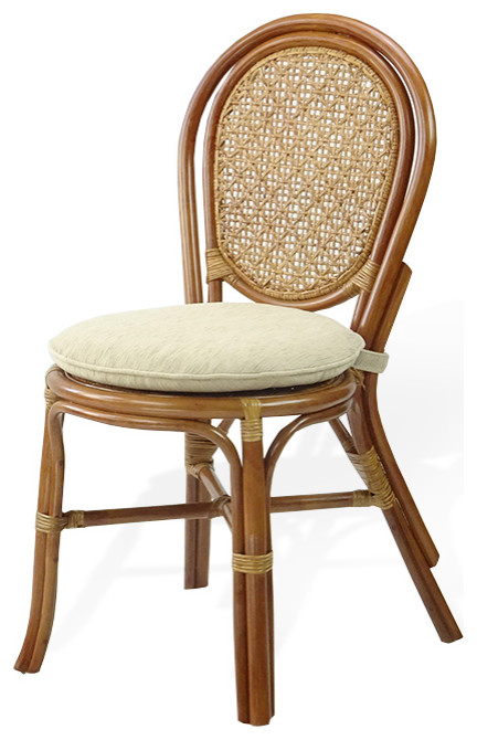 Denver Dining Rattan Wicker Armless Side Chair w/Cream Cushion  Handmade   Tropical   Dining Chairs   by RattanUSA  Houzz