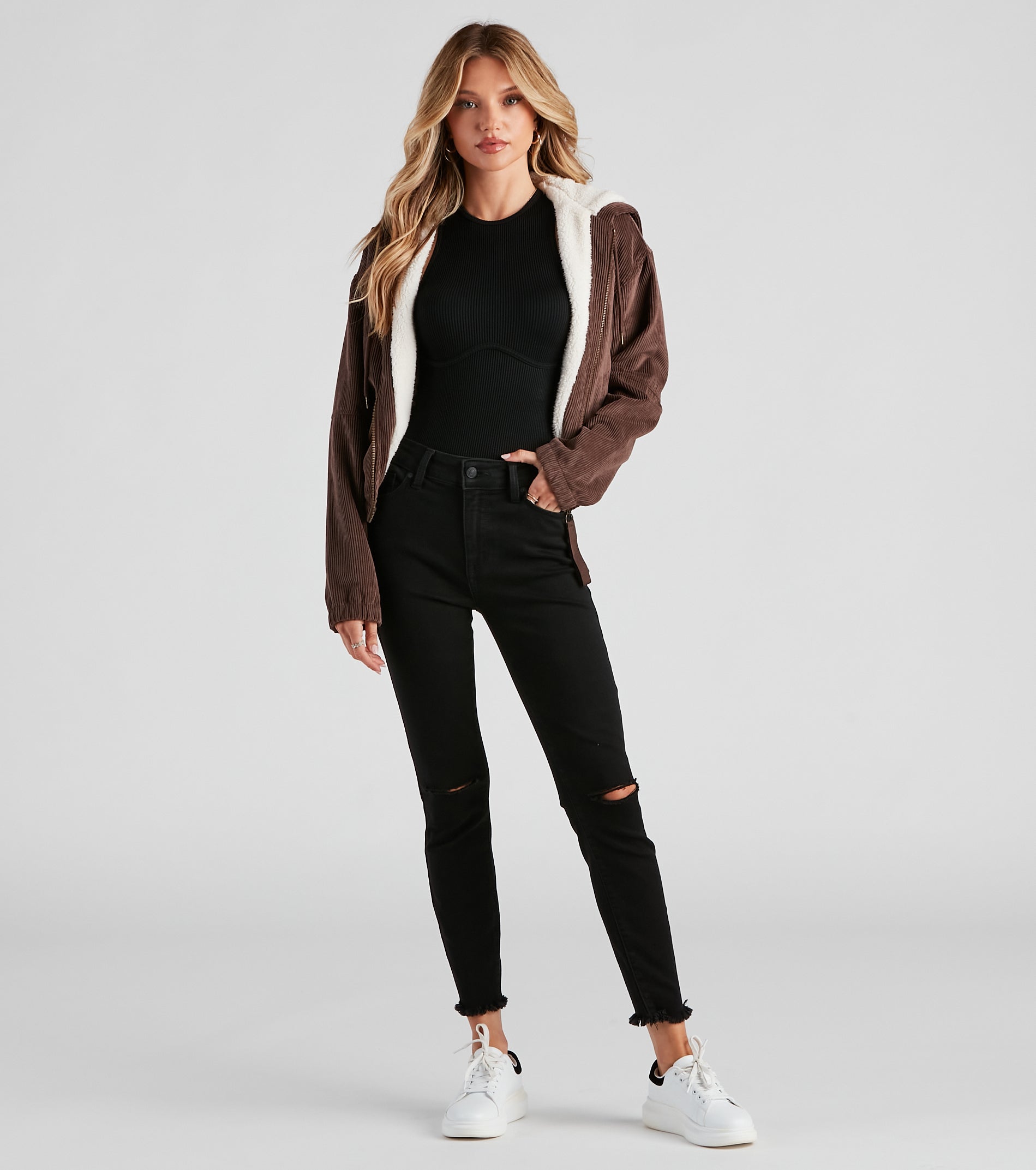 Corduroy Cutie Cropped Sherpa Jacket