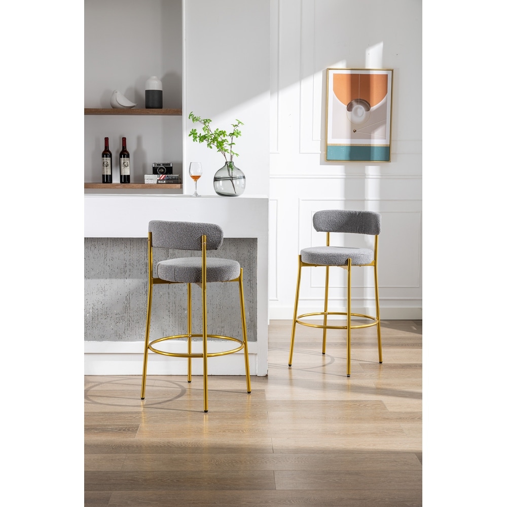 Modern Armless Pub Bar Stools with Back and Footrest Set of 2