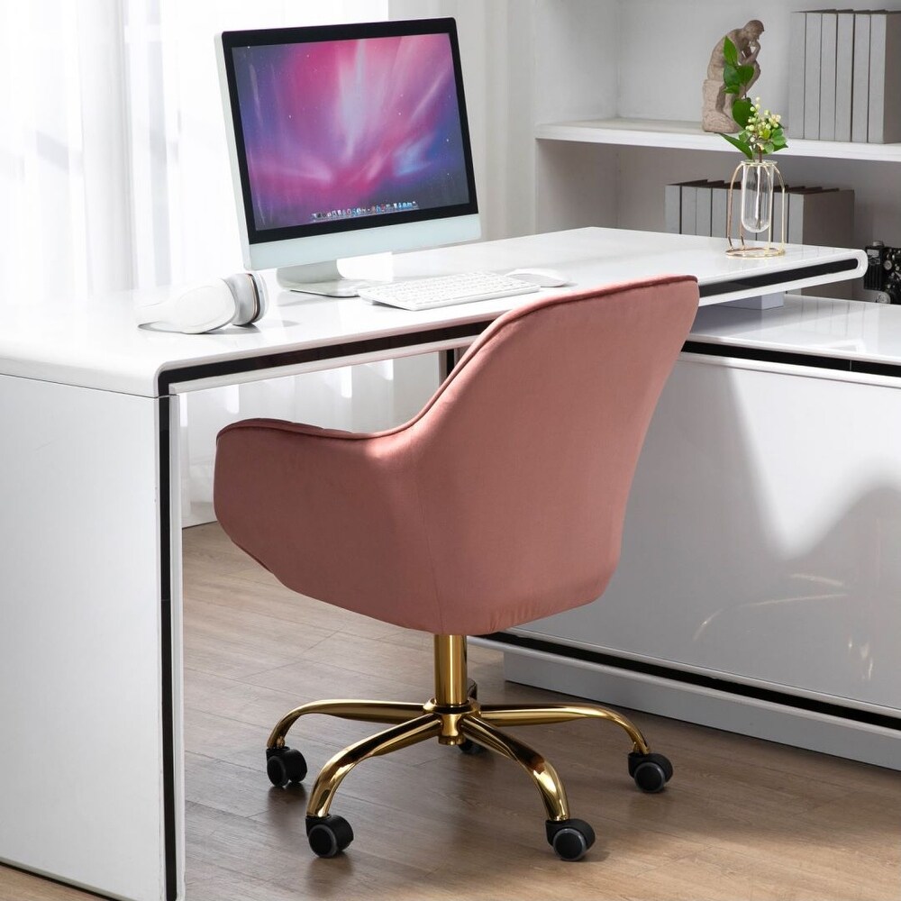 Velvet Swivel Chair With High Back and Golden Color Base