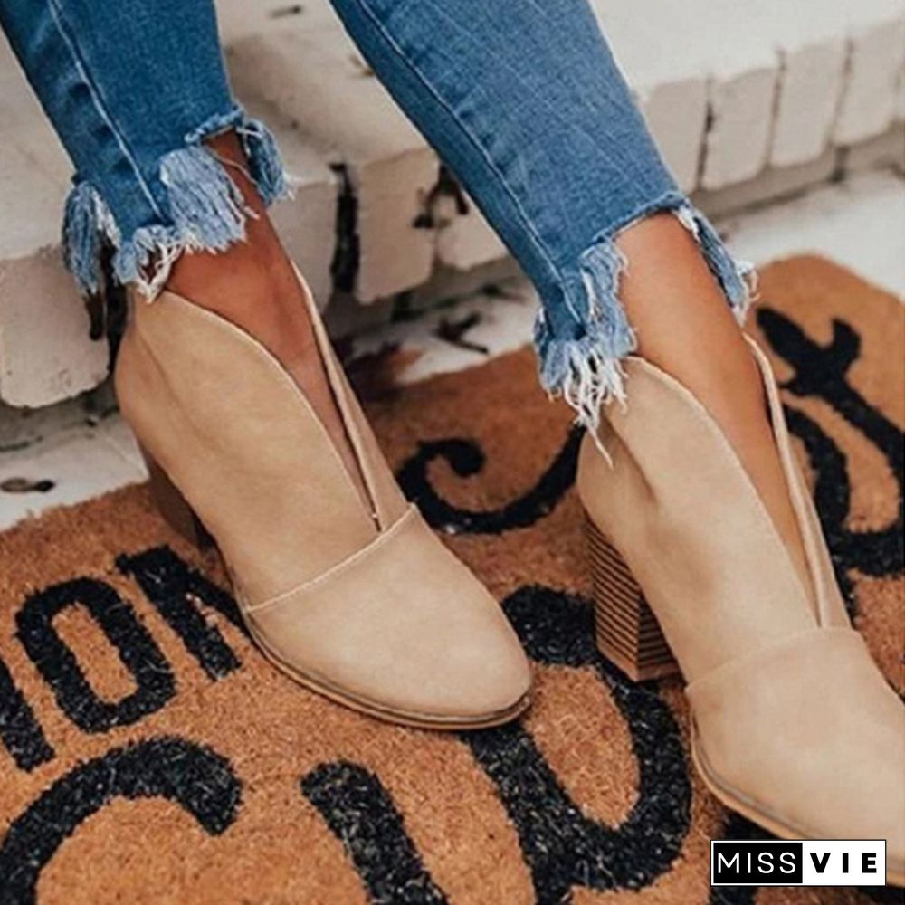 Women Fashion Thick Heel Ankle Boots Short Boots Autumn and Winter Women Shoes Casual Comfortable Booties