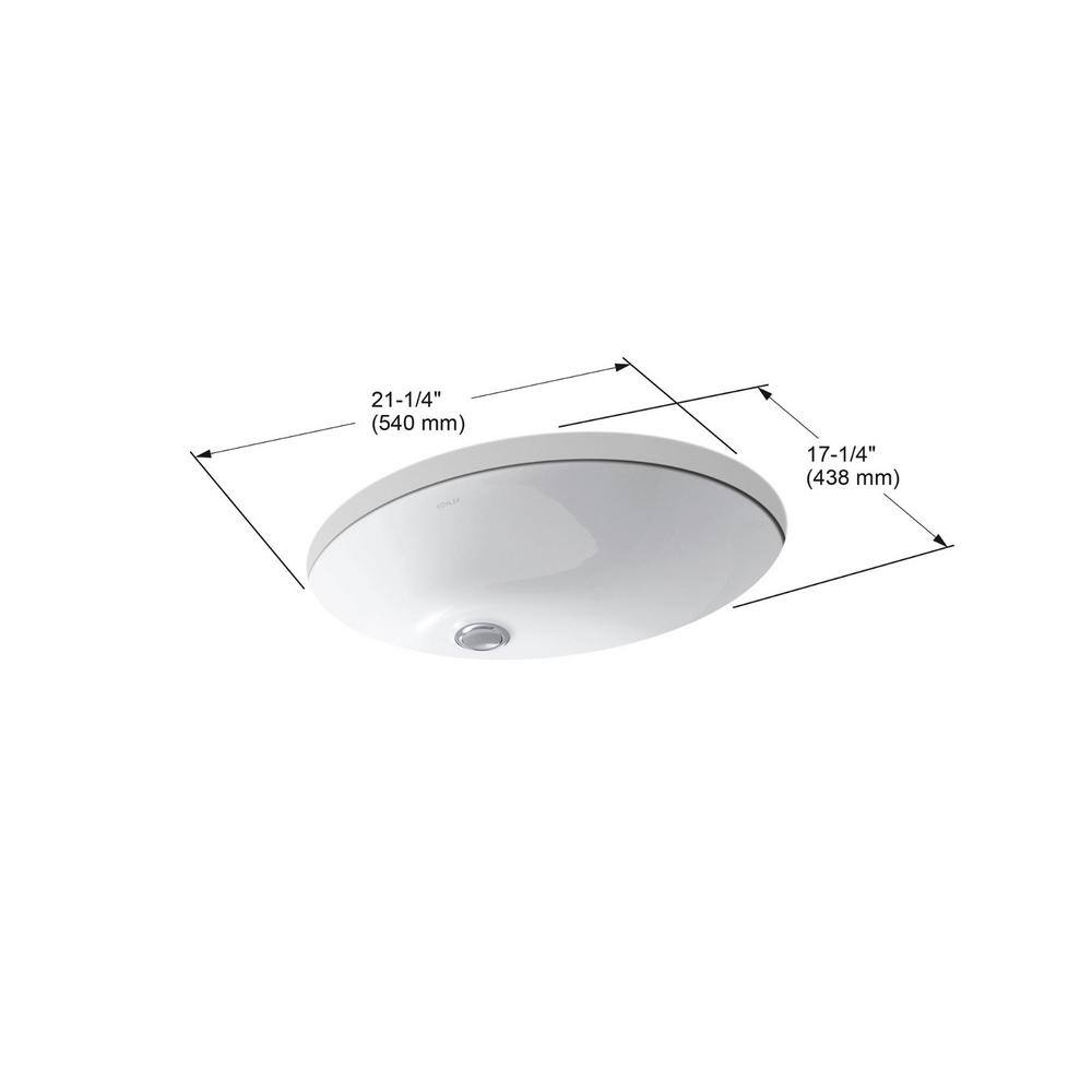 KOHLER Caxton Vitreous China Undermount Vitreous China Bathroom Sink in White with Overflow Drain K-2211-0