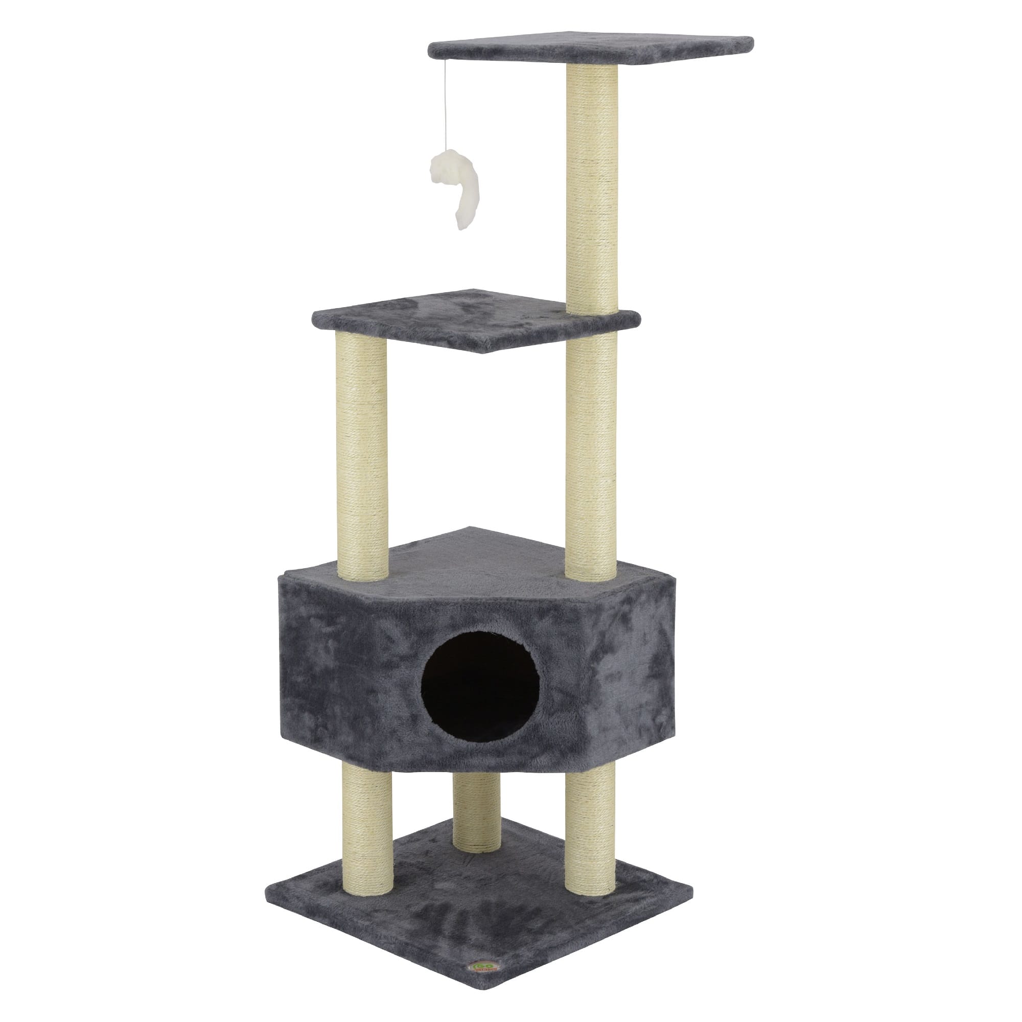 GO PET CLUB Classic Gray Cat Tree Furniture with Sisal Covered Posts， 51