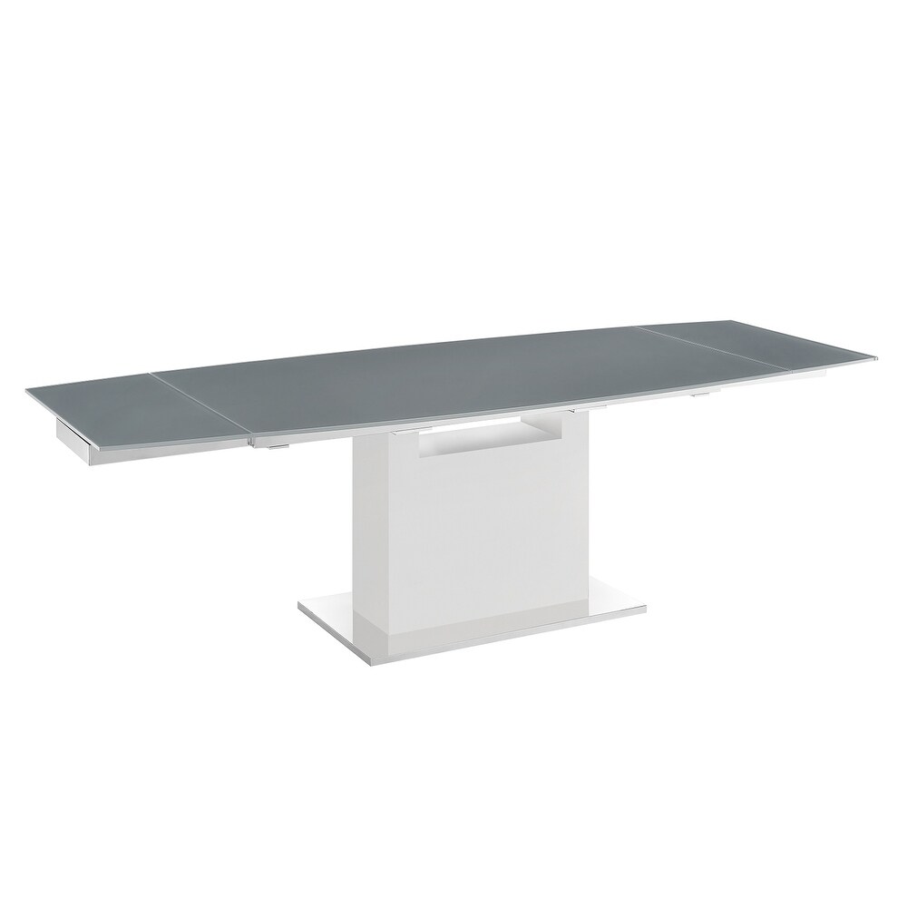 OLIVIA dining table with high gloss white lacquer base.