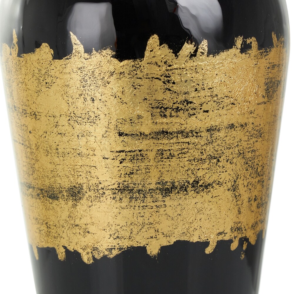 Black Metal Abstract Vase with Gold Detailing