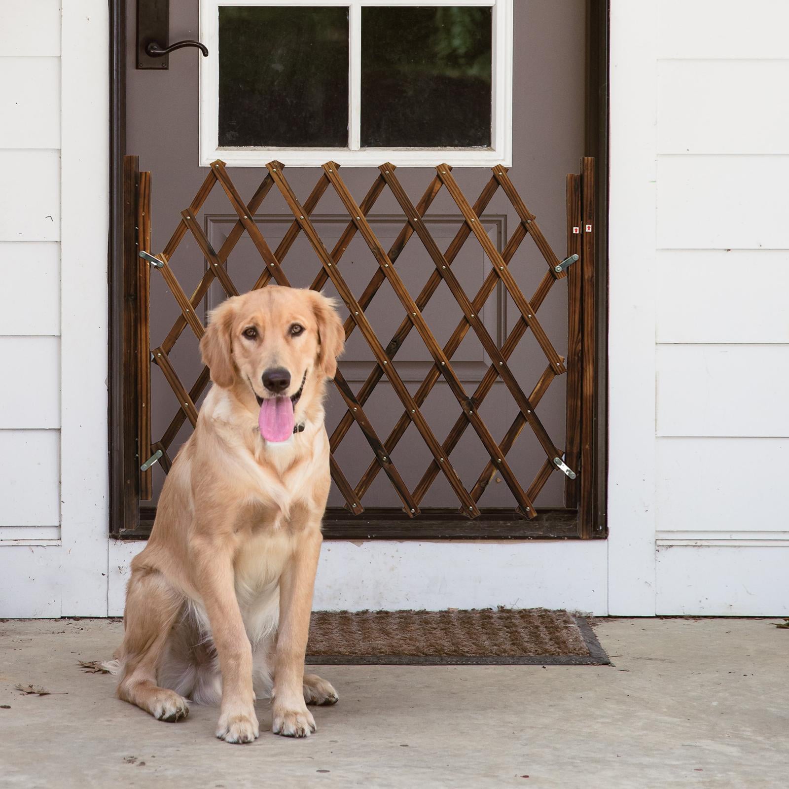 Wooden Expandable Accordion Dog Gate Protection Freestanding Sliding Door Barrier Fence for Stairs Kitchen Indoor