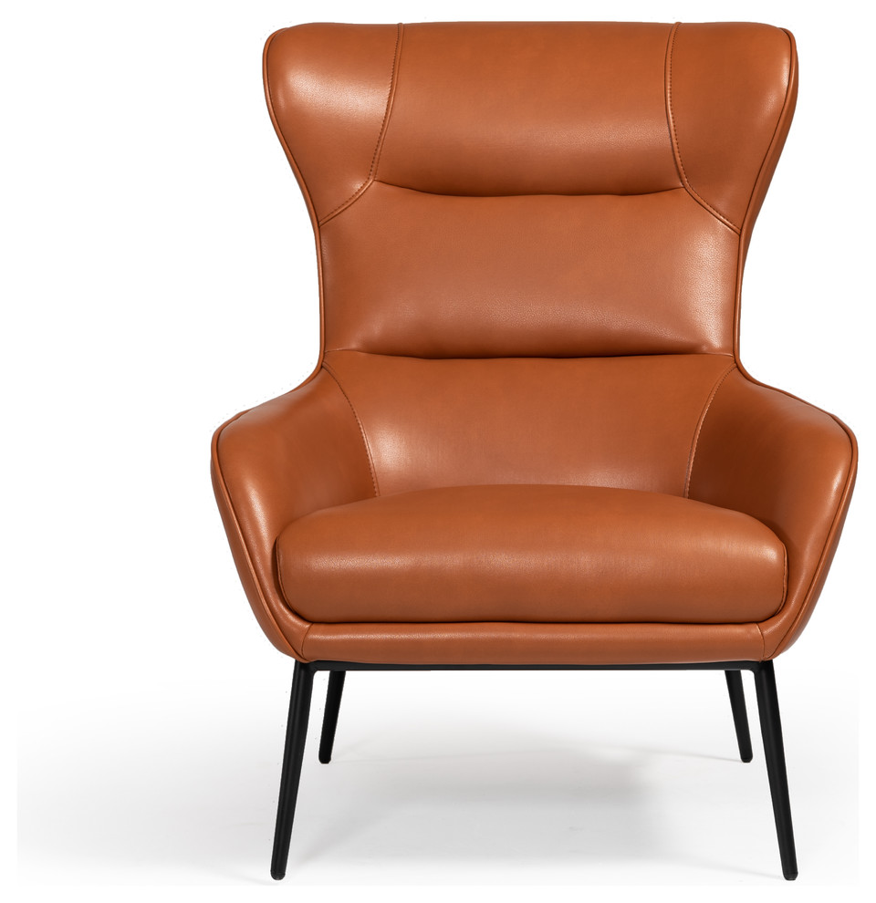 Divani Casa Susan Modern Orange Leatherette Lounge Chair   Midcentury   Armchairs And Accent Chairs   by Vig Furniture Inc.  Houzz