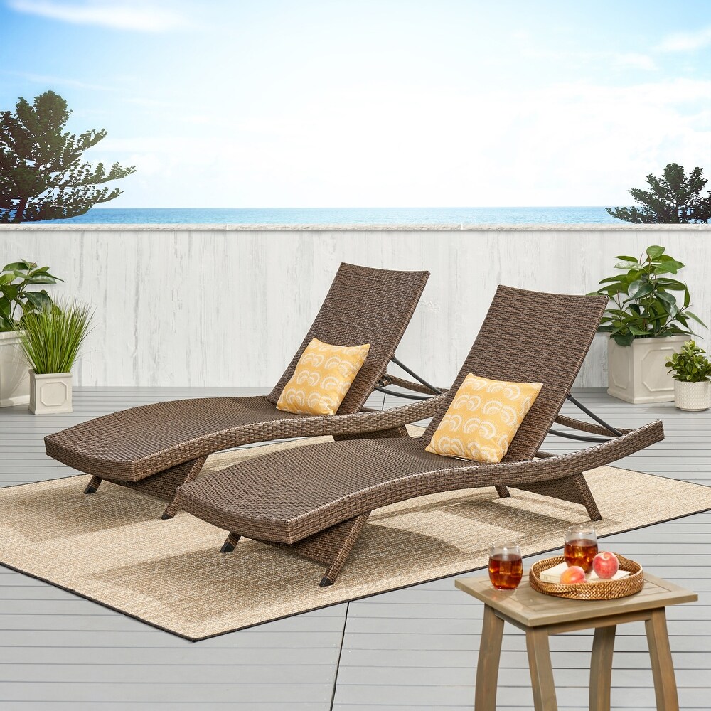 Thira Wicker Chaise Lounge Chair (Set of 2) by Christopher Knight Home