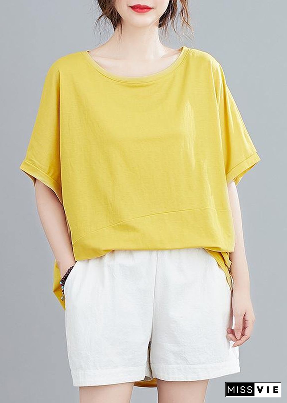 French o neck Batwing Sleeve women blouses Neckline yellow blouse