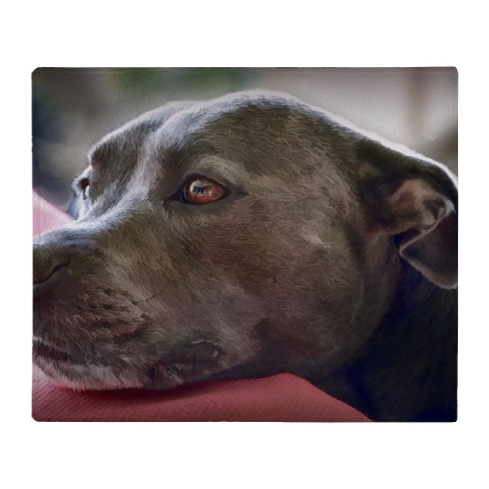 CafePress - Loving Pitbull Eyes Throw Blanket - Soft Fleece Throw Blanket， 50