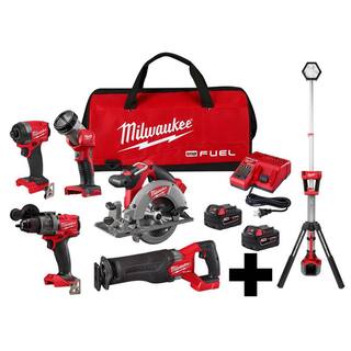 MW M18 FUEL 18-Volt Lithium-Ion Brushless Cordless Combo Kit (5-Tool) with M18 Rocket Light 3697-25-2131-20