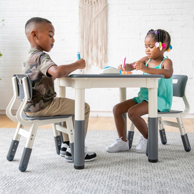 Onesstop Square Resin Dry erase Adjustable Activity Table With 2 Chairs 3 piece Set