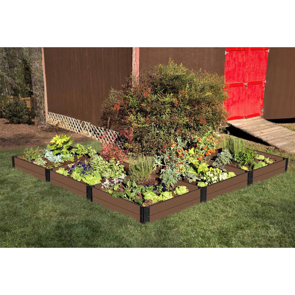 Frame It All Tool-Free Uptown Brown Raised Garden Bed L Shaped 12' x 12' x 11 1 profile 300001452