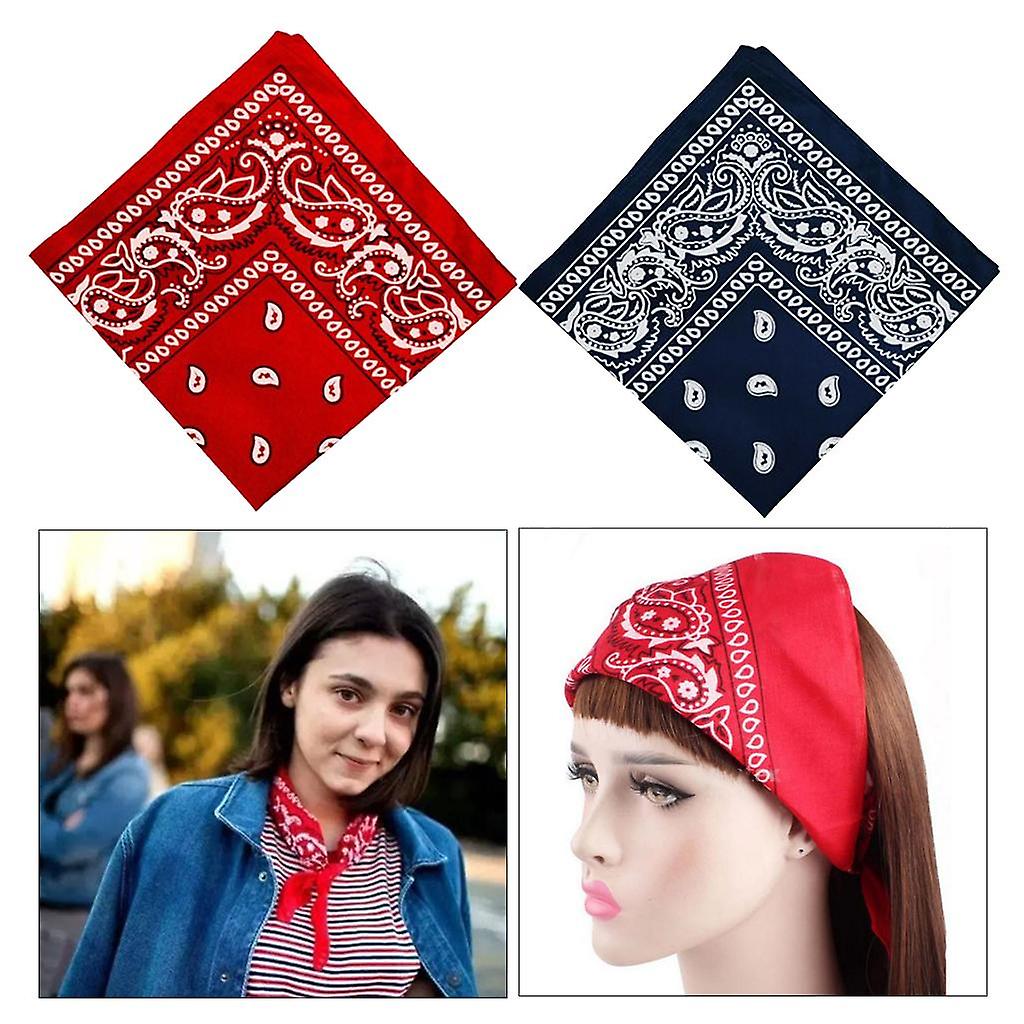 2x Unisex Cotton Double Sided Paisley Print Bandana Head Wrap Handkerchief