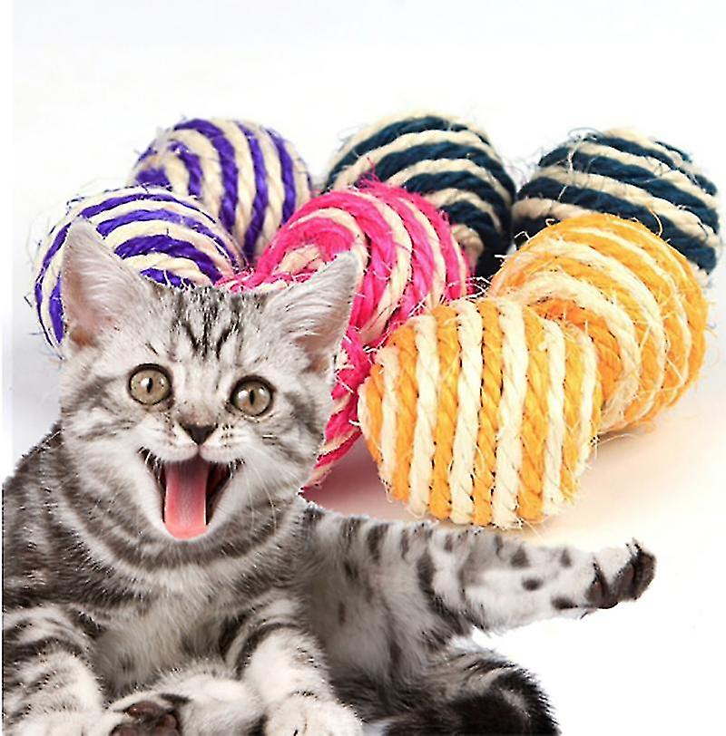 Miman Cat Toy Sisal Ball Funny Cat Toy Pet Cat Toy Cat Toy Favorite Toy Grinding Claw Toy 4cm Diameter Random Color 10pcs