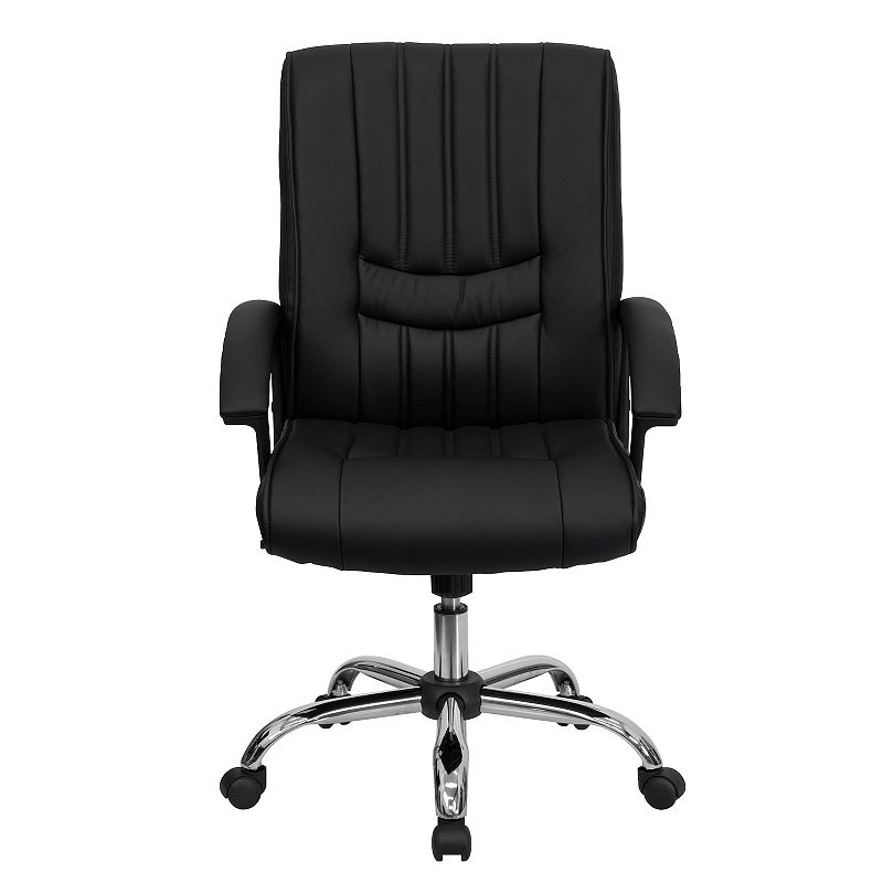 Emma and Oliver Mid-Back Black LeatherSoft Swivel Manager's Office Chair with Arms