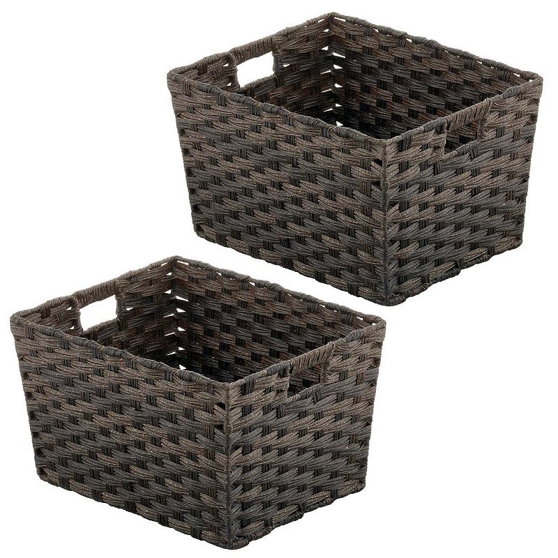 mDesign Wide Rectangular Woven Home Storage Basket Bin， 2 Pack