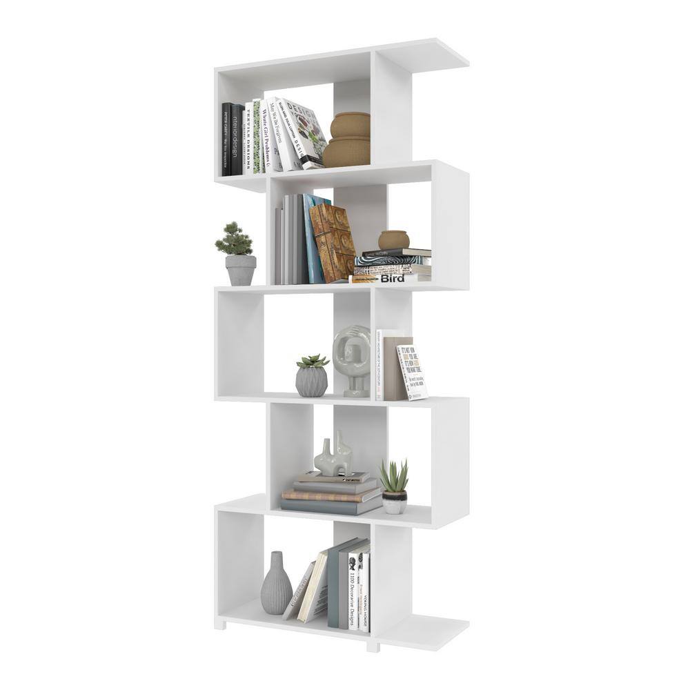 Manhattan Comfort Petrolina Charming 30.91 in. x 12.2 in. White Free Standing Z-Shelf 18AMC6