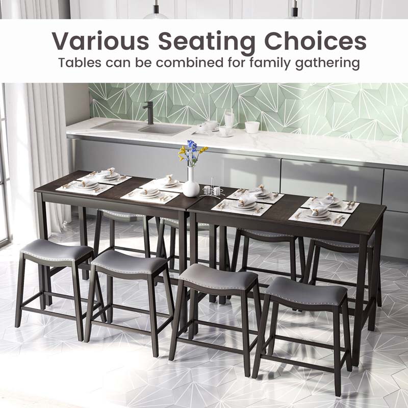 5 Pcs Space-Saving Dining Table Set with 4 Upholstered Stools, Counter Height Table Stools Set for Kitchen Dinette