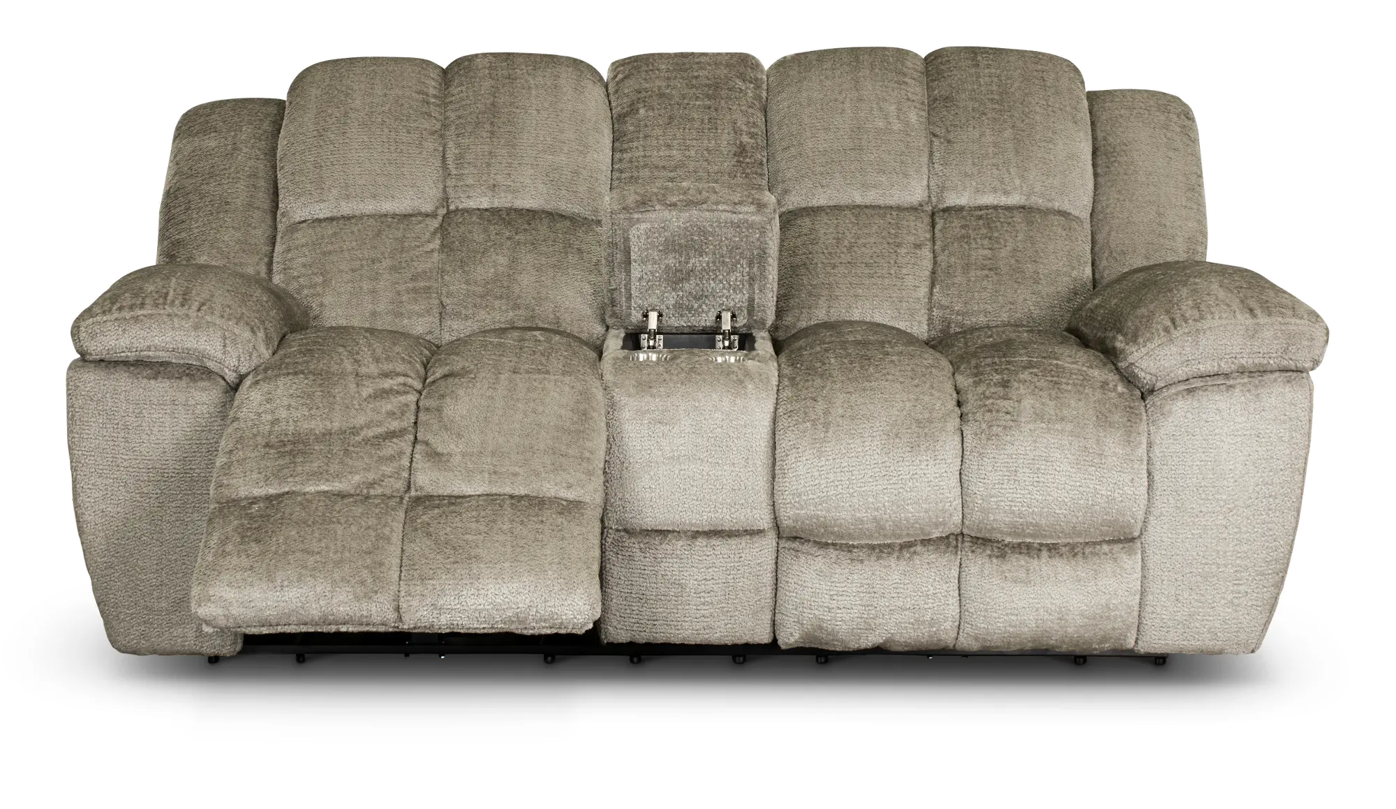 Elton Dove Gray Power Reclining Loveseat with Console