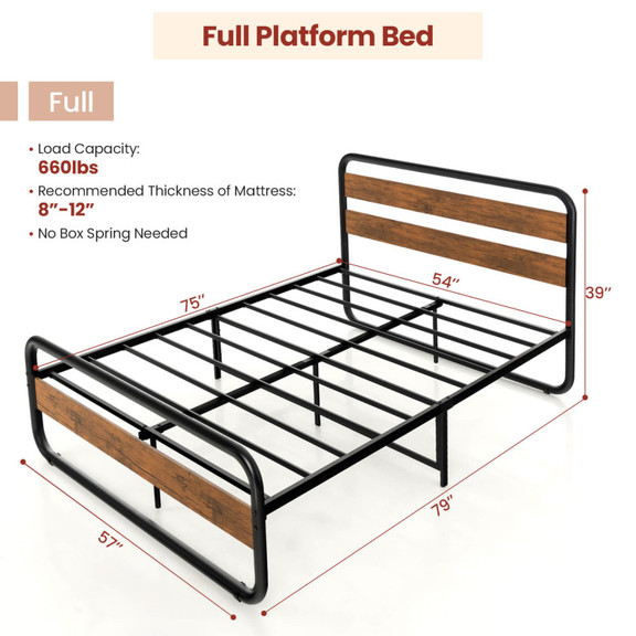 Costway 64192853 Arc Platform Bed with Headboard a...