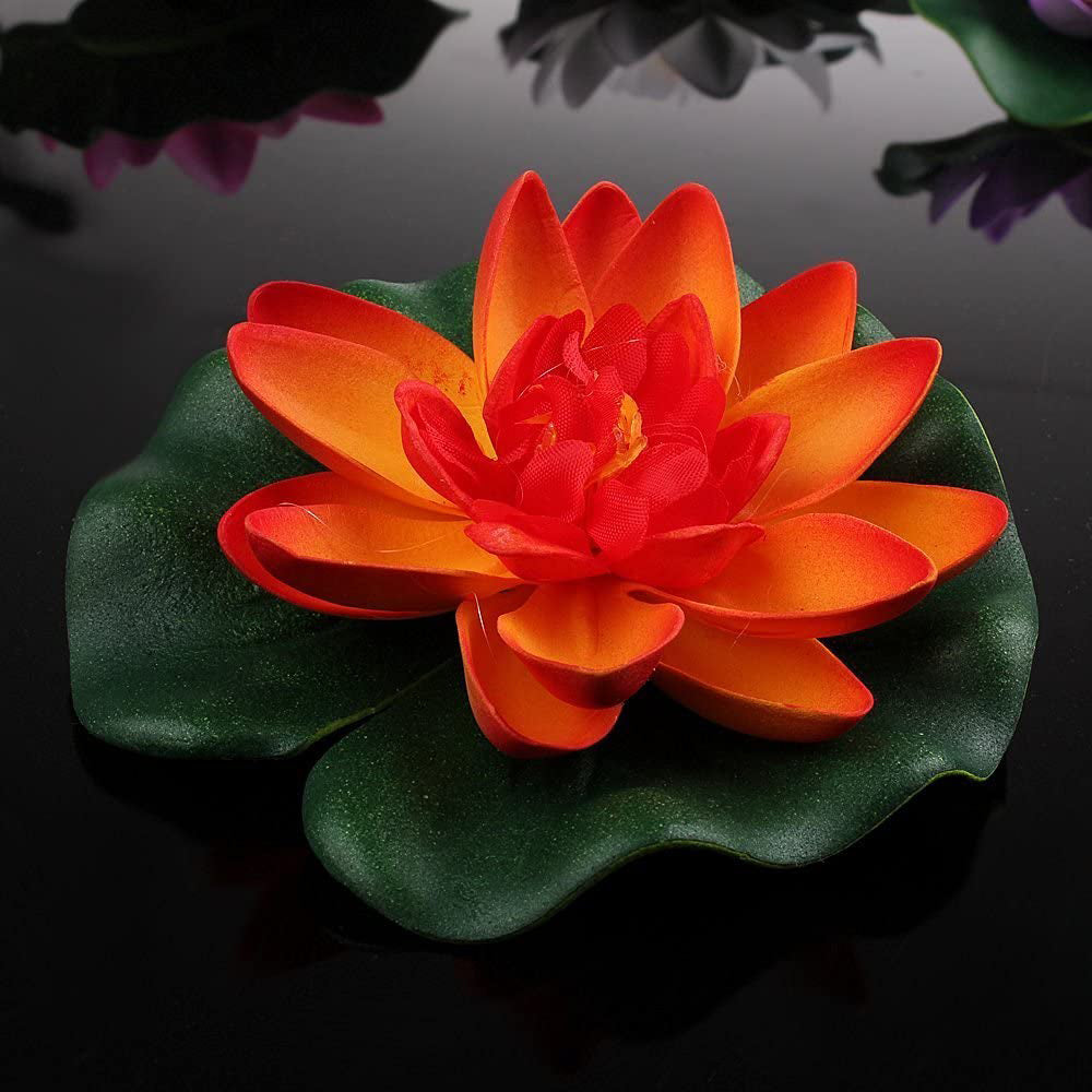 Willstar 4PCS Water Feature Artificial Floating Lotus Flowers， Pond Planter Realistic Water Lily Flower/Lotus Ornaments for Garden Pond Aquarium Fish Tank Decoration