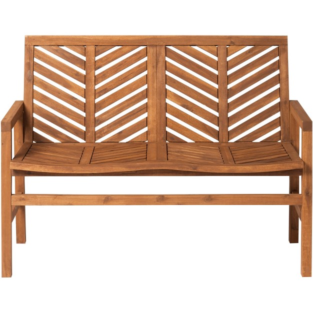 Slatted Chevron Acacia Wood Patio Loveseat Saracina Home