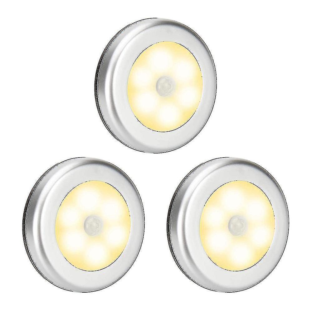 3 Pcs Of One Set Motion Sensor Lights， Battery-powered Led Night Lights， Stick-anywhere Closet Lights Stair Lights， Wall Lights For Hallway， Bathroom，