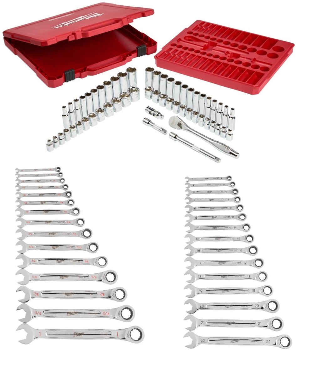 Milwaukee Ratchet Socket Ratcheting Combo Wrench Set 86pc Bundle ;