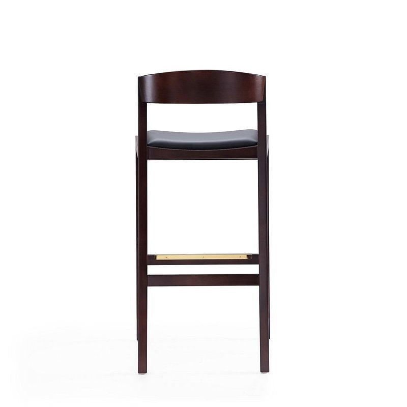 Manhattan Comfort Klismos 40.75 in. Black and Dark Walnut Beech Wood Barstool (Set of 3)