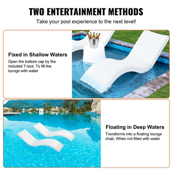 VEVOR inPool Lounge Chairs，Set of 2 Chaise Lounger，Inside Pool Lounge Chairs for Water Depths up to 9