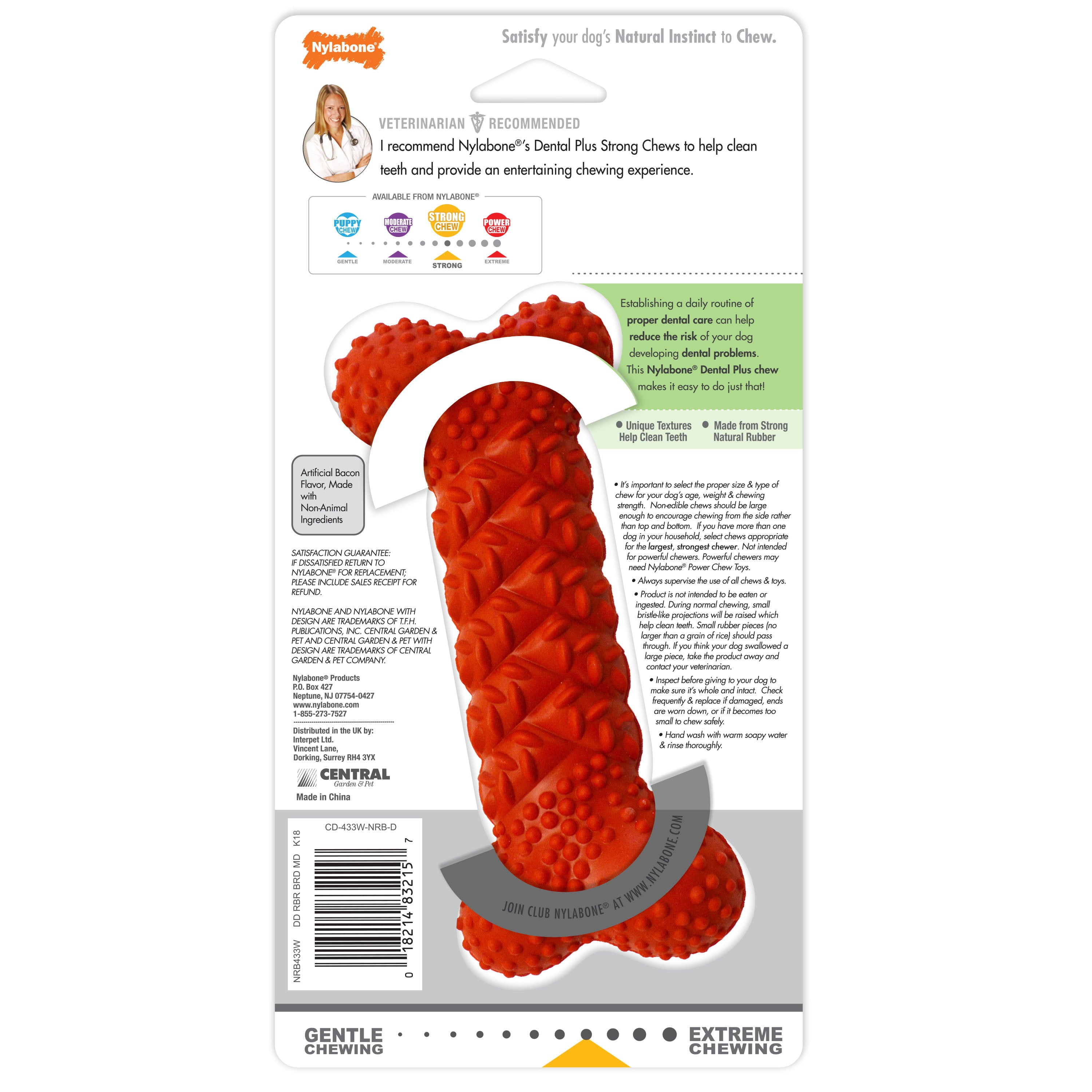 Nylabone Daily Dental Rubber Braid Bone for Dogs - Up to 35 lbs.