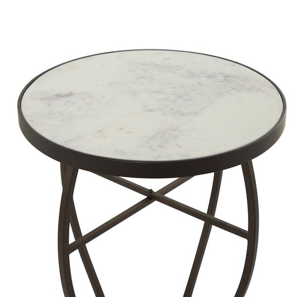 Cream Metal Traditional Accent Table 23 x 16 x 16