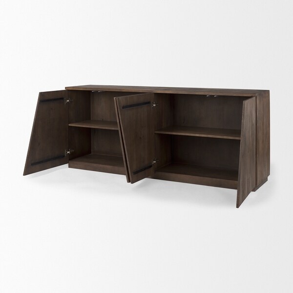 West Dark Brown Solid Wood w/ Angular Doors Sideboard - 82