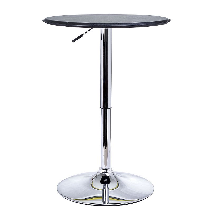 HOMCOM 25 Classic Round Adjustable Faux Leather Chrome Standing Bistro Table